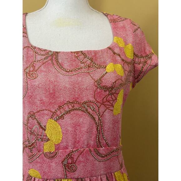 J. McLaughlin Emma dress, pink w/yellow shells, Catalina Cloth, medium, coastal - Picture 4 of 6
